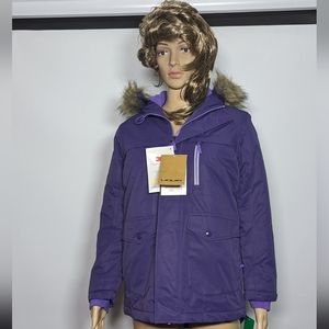 NEW Liquid Active Wear Girls Faux Fur Hooded Parka 14/16 purple